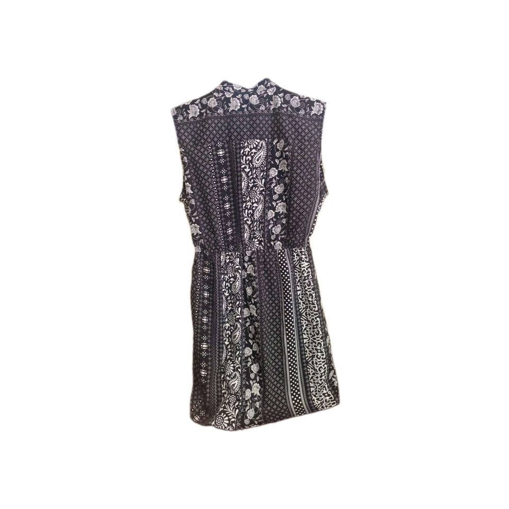 Blush Black White Floral Sleeveless VNeck Knee Dress Waist Woman 2X Work Summer - Picture 2 of 8